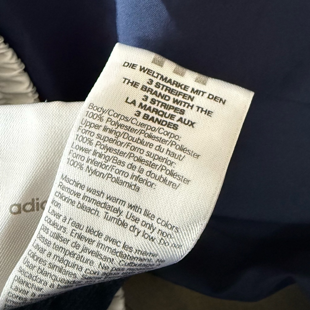 Vtg Y2K Adidas windbreaker wide leg nylon track pant navy white size large - Picture 5 of 7